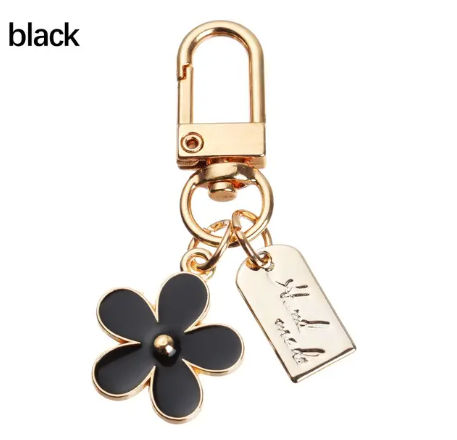 Black Flower Metal Keychain