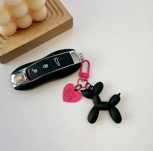 Cartoon Black Balloon Dog Keychains