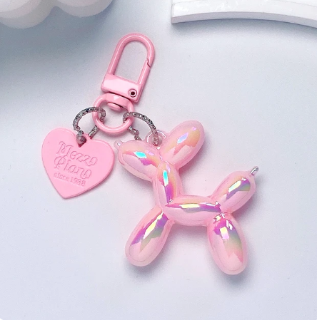 Cartoon Pink Balloon Dog Keychains