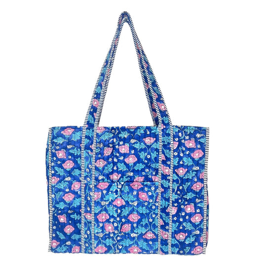 Rich Primrose Quilted Block-Printed Tote